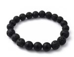 Chakra Diffuser Bracelet Lava Beads Black Agate Gemstone Beaded Stretch Bracelets
