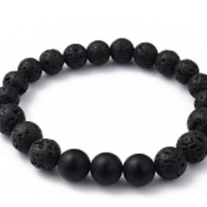 Chakra Diffuser Bracelet Lava Beads Black Agate Gemstone Beaded Stretch Bracelets