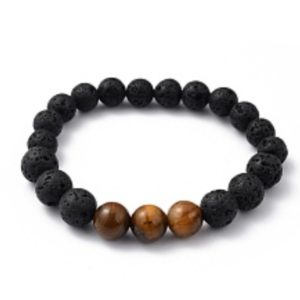 Chakra Diffuser Bracelet Lava Beads Tiger Eye Gemstone Beaded Stretch Bracelets
