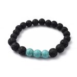 Bracelet Lava Beads Turquoise Coloured