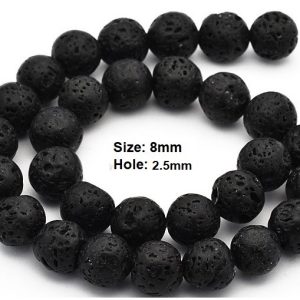 Lava Beads 8mm Black 2.5mm hole