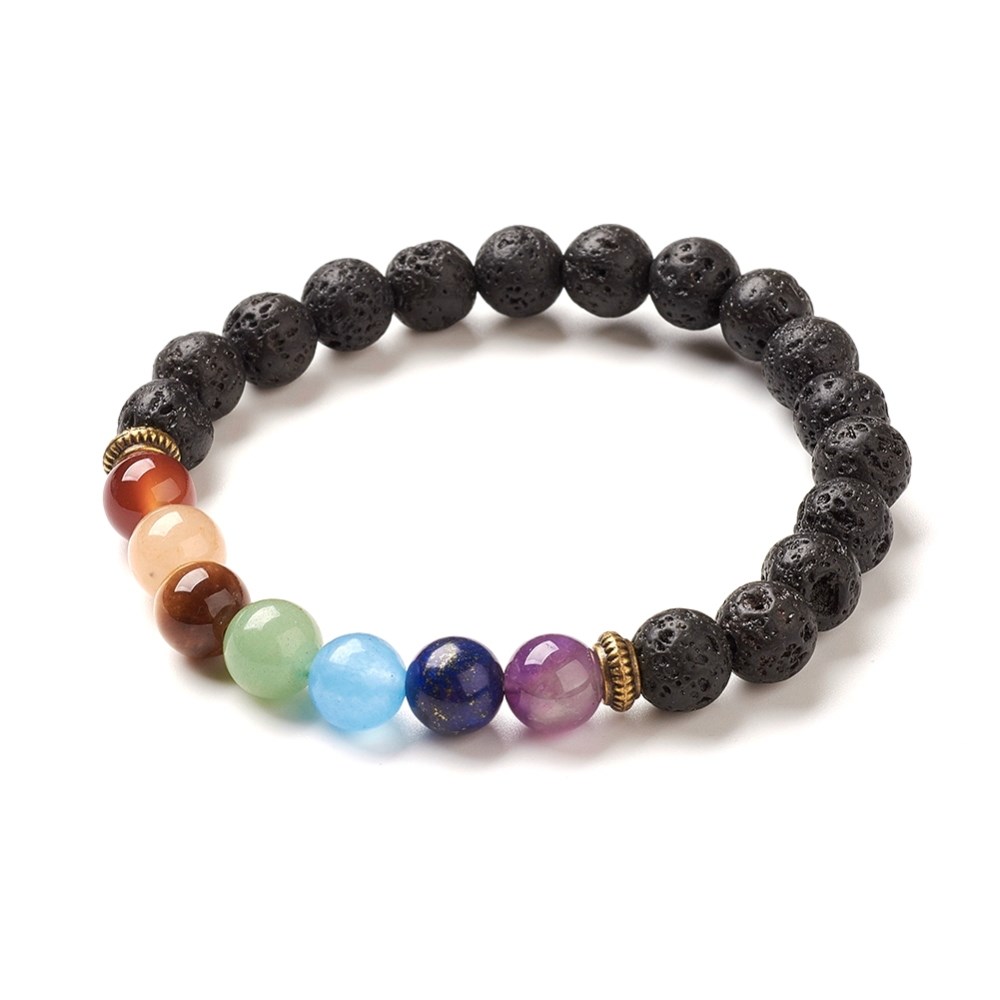 Affordable Lava Bead Jewelry. Yoga Bracelet 7 Chakra