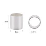 Brass Crimp Beads,Tube, Silver, 3x3mm, Hole: 2.5mm