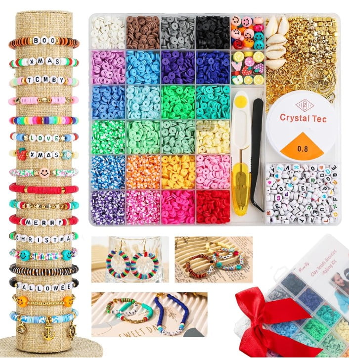 6600 Pcs Clay Beads for Bracelet Making, 24 Colors